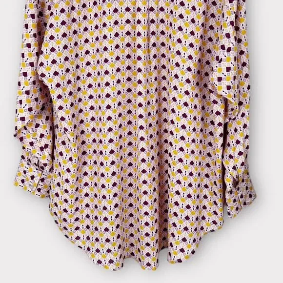 Charlie Holiday Maple Geometric Print Button Front Long Sleeve Oversized Shirt - Picture 11 of 15